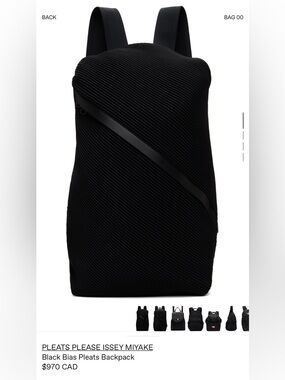 Issey Miyake Black Pleats Please Bias Pleats Backpack